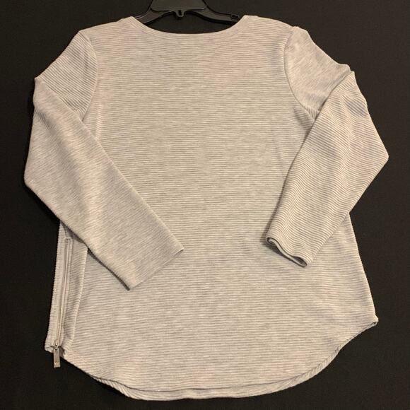 Chaus New York Womens Long Sleeve Gray Tunic Top Metallic Threads Side Zipper Lg - Picture 8 of 10